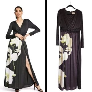 Altuzarra For‎ Target Black Satin Floral Maxi Dress Size L